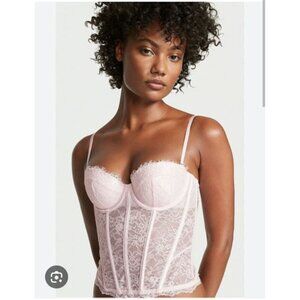 NEW! Victorias Secret Allure Lace Corset Top Medium In Blush Pink